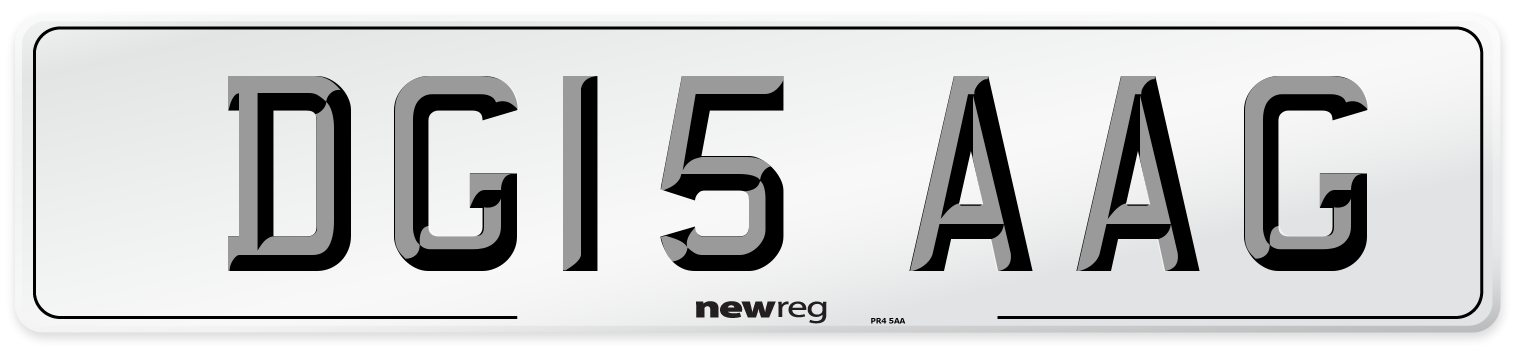 DG15 AAG Number Plate from New Reg